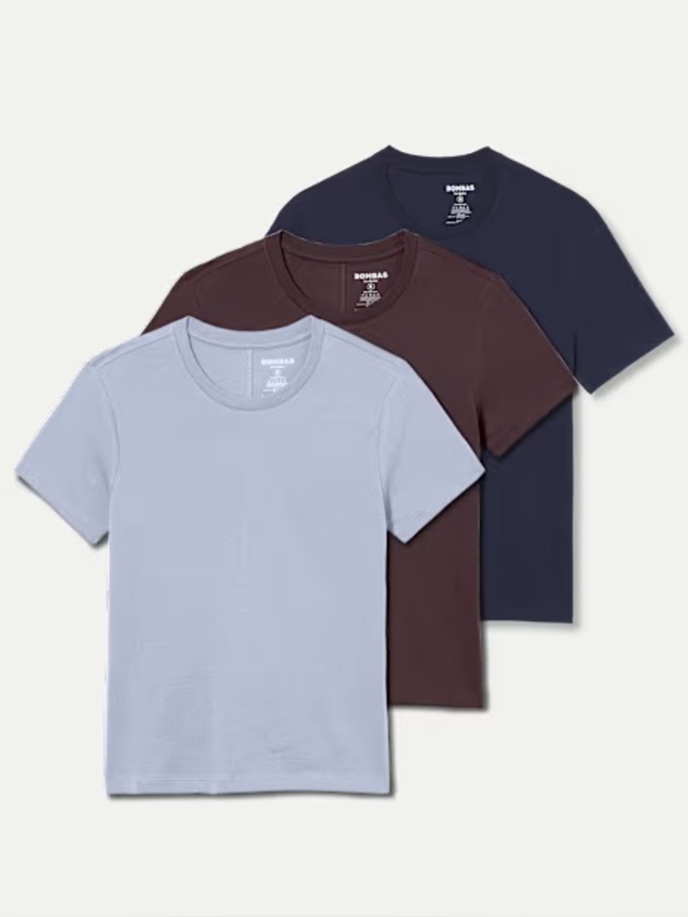 BOMBAS Women's Pima Cotton Slim Crew Neck T-Shirt 3-Pack